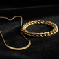 Golden Love: Gold Leaf Pendant  & Thick Curb Chain Bracelet | Couple jewellery