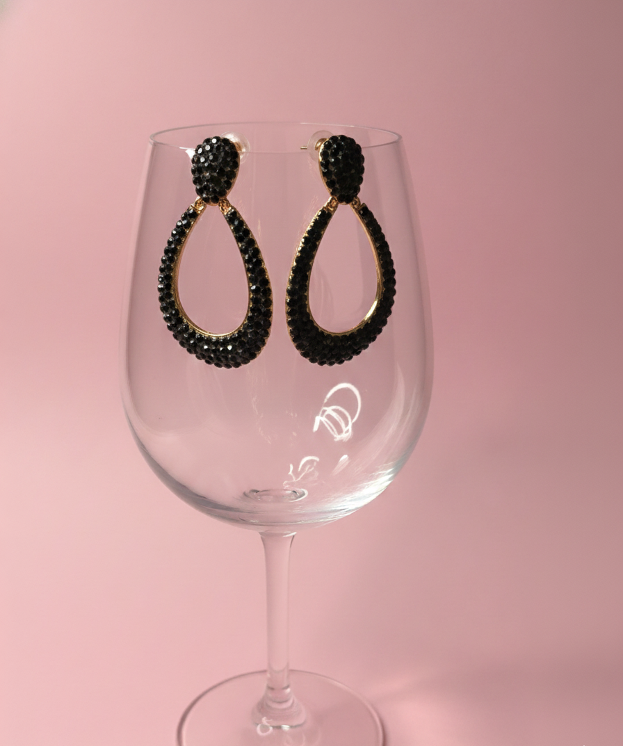 GL: 18k Gold-Plated Noir Textured Drop Earrings for Women