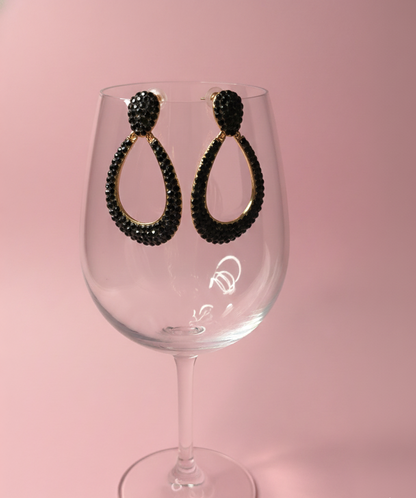 GL: 18k Gold-Plated Noir Textured Drop Earrings for Women
