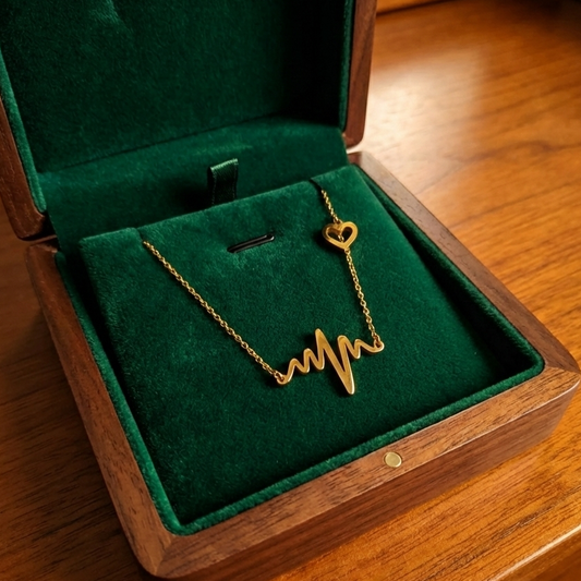 Golden Love Jewellery: Gold Heartbeat Charm Pendent for Women