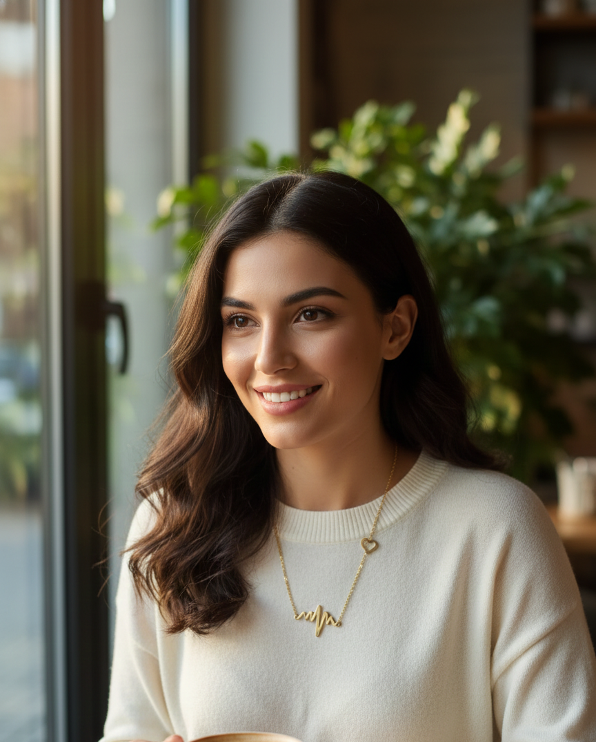 GL: Gold Heartbeat Charm Bracelet for Women