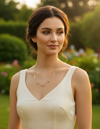 GL: 18k Gold-Plated Leaf Accent Necklace for Women