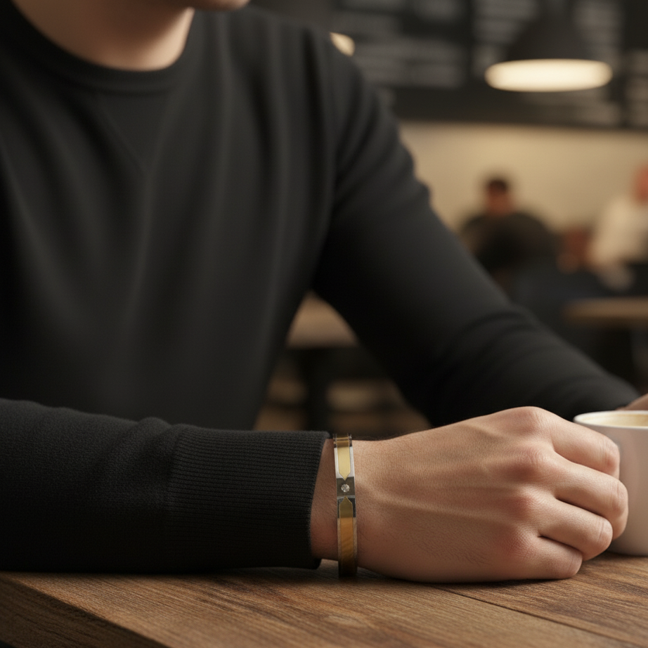 Durable Men's Gold & Silver plated Bracelet(6-month warranty)