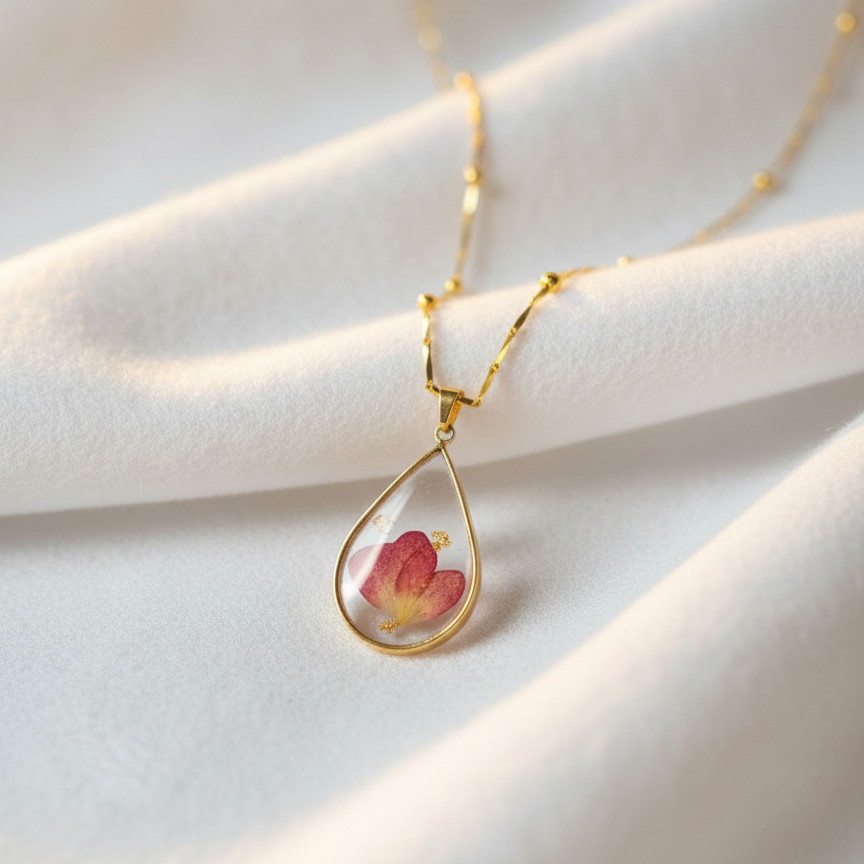 GL: Women's Handmade Resin Flower Pendant Chain