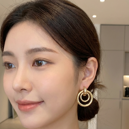 GL: Korean Minimal 18k Gold-Plated Hoop Drop Earrings
