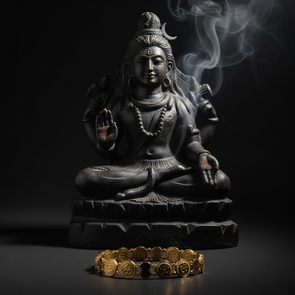 GL: Men's Gold-Plated Om Link Bracelet-Devine jewellery