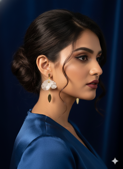 Pearl Flower Drop Anti-Tarnish Earrings (6-month warranty)