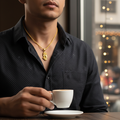 GL: Men's 18k Gold-plated Ganesh Pendant with Chain