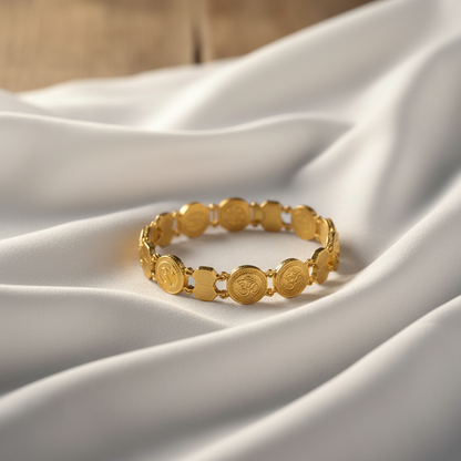 GL: Men's Gold-Plated Om Link Bracelet-Devine jewellery