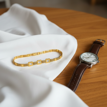 GL: Women's Gold-Plated CZ Stone Bracelet