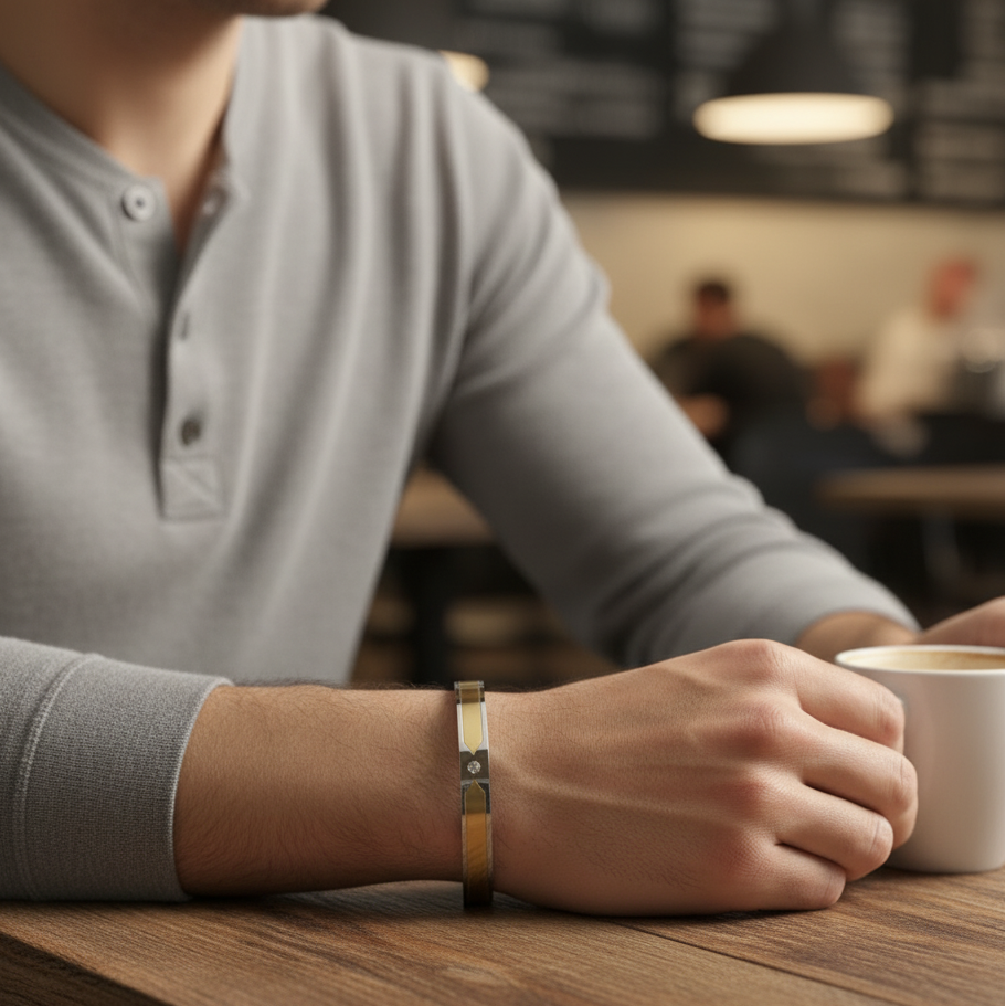 Durable Men's Gold & Silver plated Bracelet(6-month warranty)