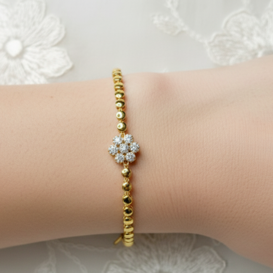 GL: Premium Anti-Tarnish CZ Stone Flower Bracelet for Women