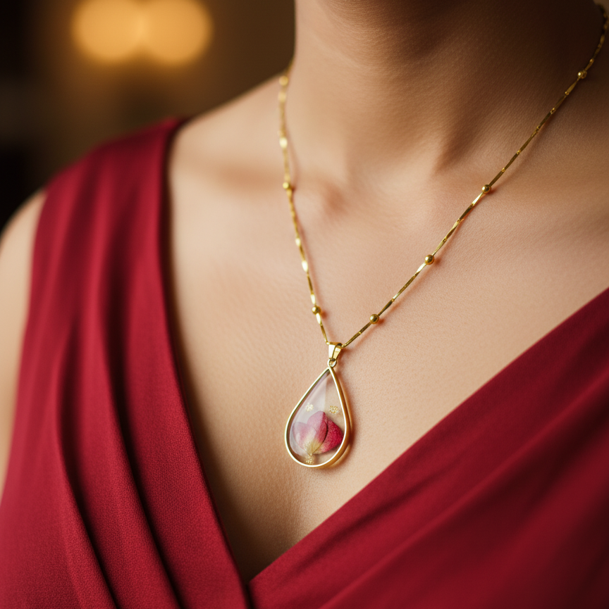 GL: Women's Handmade Resin Flower Pendant Chain