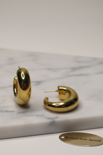 GL: Anti-Tarnish Gold-Plated Korean Dome Hoop Earrings