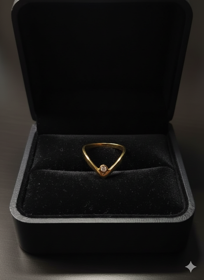 Luxury CZ Stone Gold-Tone(Anti-Tarnish) Finger-Ring (6-month warranty)