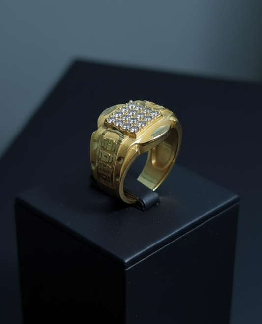 Golden Love: Midnight Gold Pave Signet Promise Ring