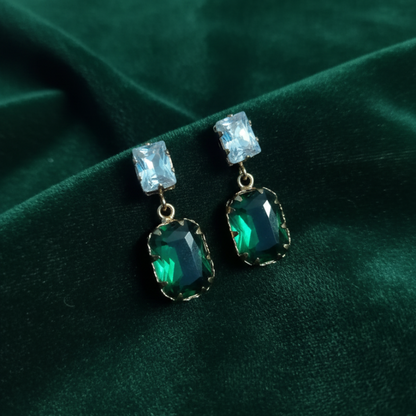 GL: Emerald Blue Stone Drop Earrings