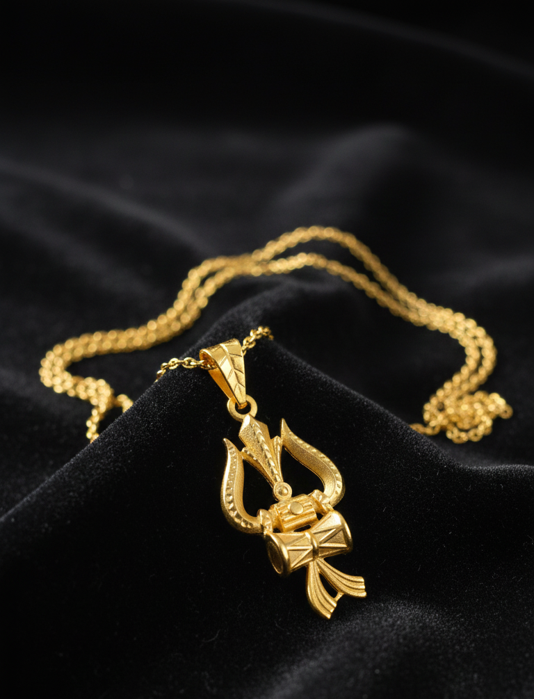 GL: Trishul with damru Pendant Chain for Men