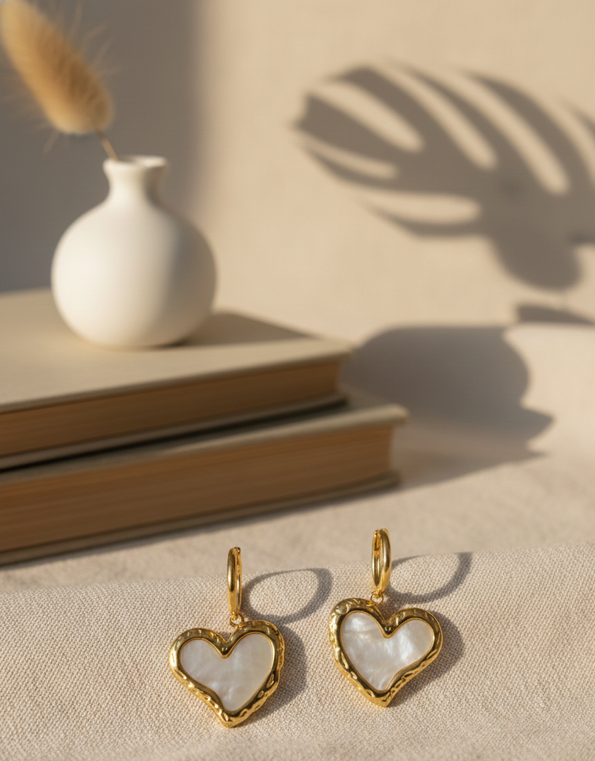 GL: Gold Heart Drop Earrings for Women