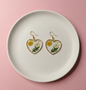 Golden Love: Heart Resin Flower Earrings |Resin jewellery