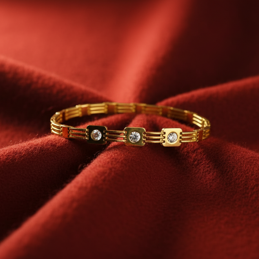 GL: Women's Gold-Plated CZ Stone Bracelet