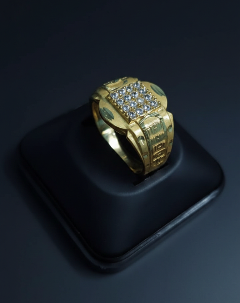 Golden Love: Midnight Gold Pave Signet Promise Ring