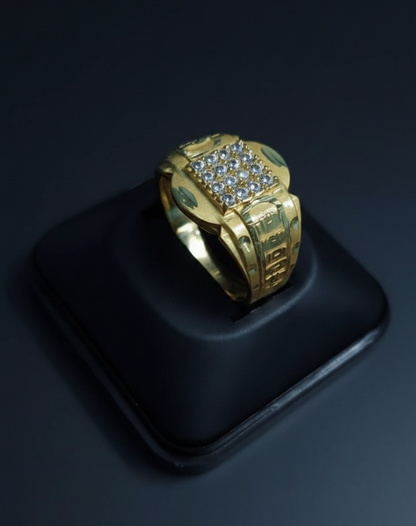 Golden Love: Midnight Gold Pave Signet Promise Ring