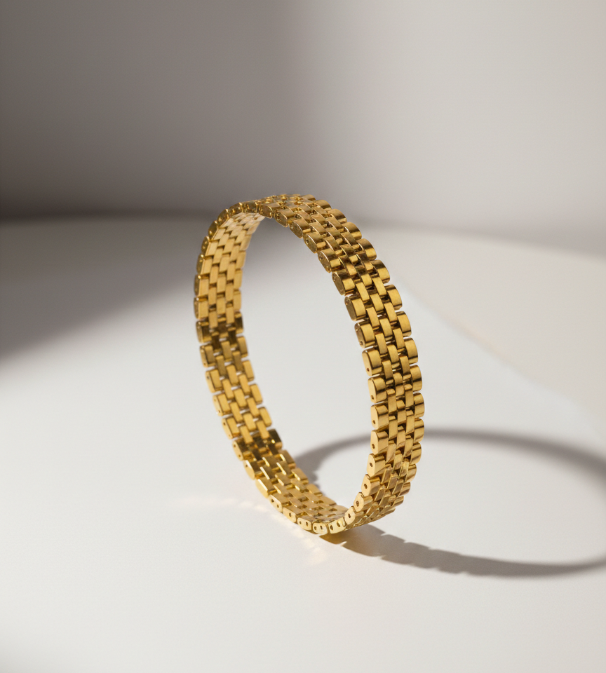 Golden Love: Sleek Gold Flat Link Jewellery Combo | Couple jewellery