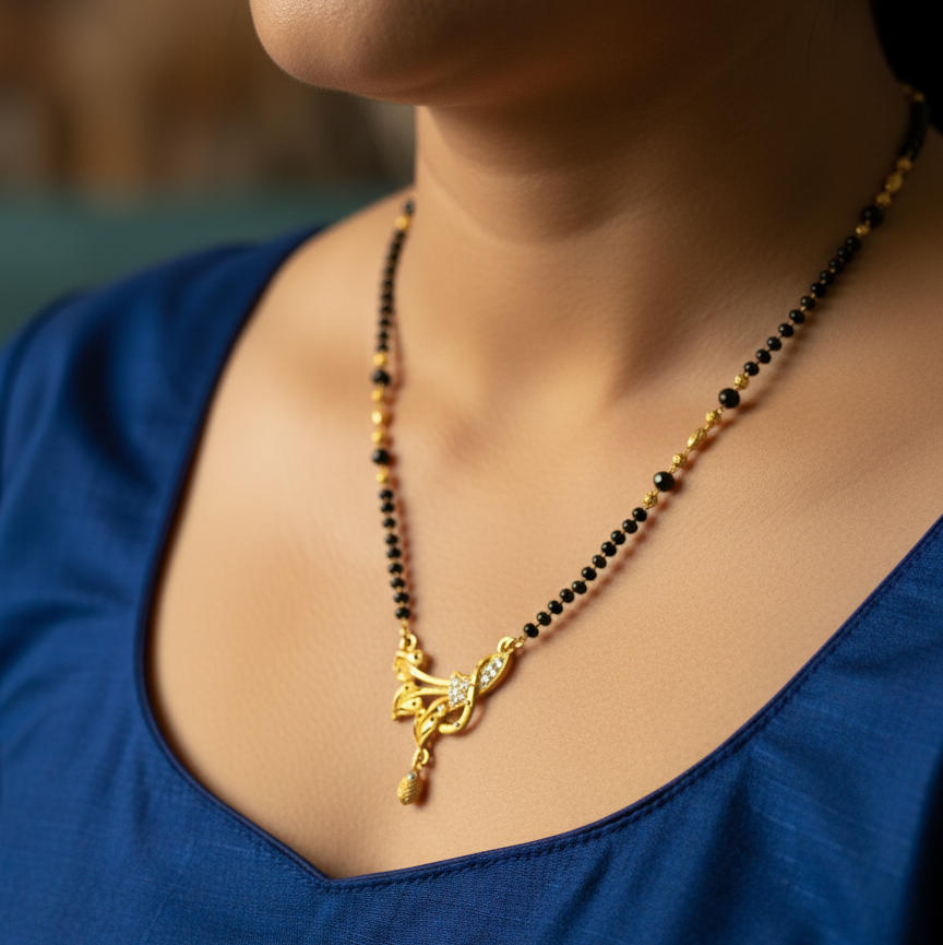GL: Modern Gold-Plated Mangal Sutra Pendant for Women
