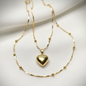 Buy Valentine's Day Jewellery Gifts for Her at Best Price| Golden Love Pendent: Puffed Gold Pendant with chain | 18 K gold plated