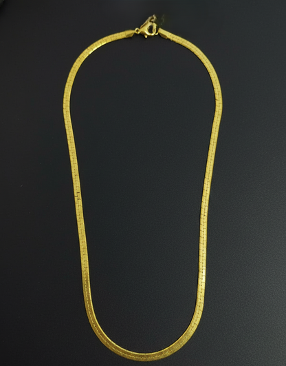 Golden Love jewellery: Sleek Flat Gold Plated Snake Men's Chain |Gold-plated chain