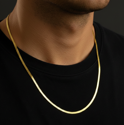 Golden Love jewellery: Sleek Flat Gold Plated Snake Men's Chain |Gold-plated chain