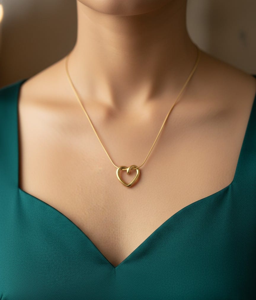 GL: Anti-tarnish Heart Pendant on Snake Chain