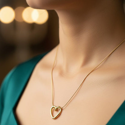 GL: Anti-tarnish Heart Pendant on Snake Chain
