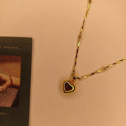 GL: Golden Love Anti-Tarnish Puffed Pendant with Chain