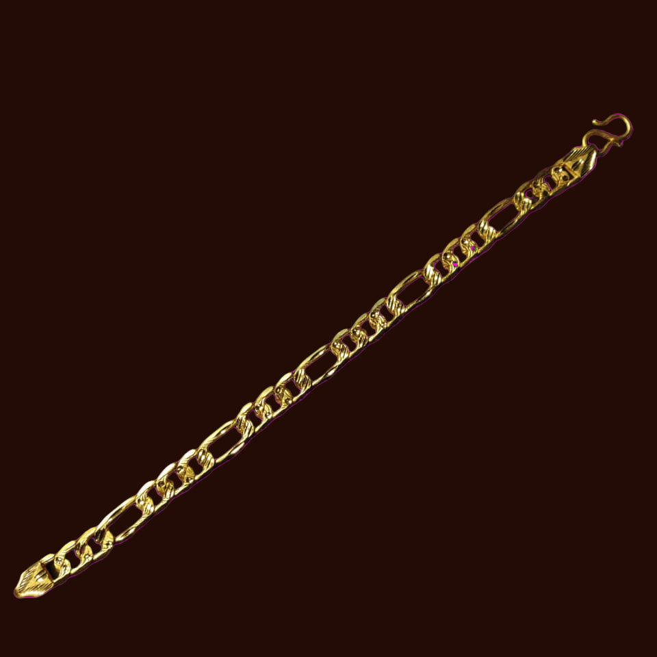 GL: Men's Premium 18K Gold Plated Figaro Chain Bracelet