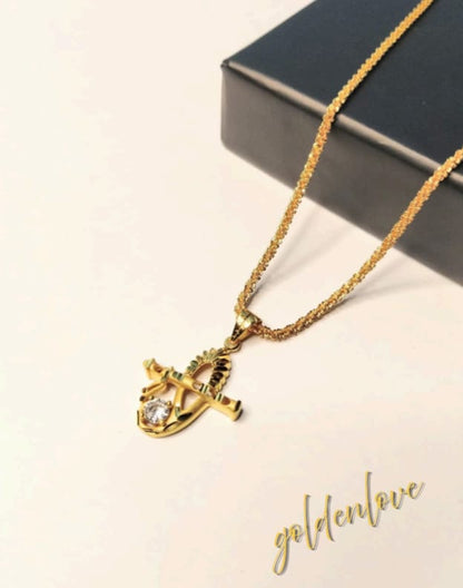 GL: Real Gold-Plated Chain with  Krishna Flute Pendant